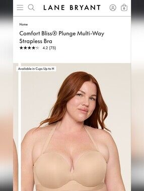 NWT 42G Comfort Bliss® Plunge Multi-Way Strapless Bra